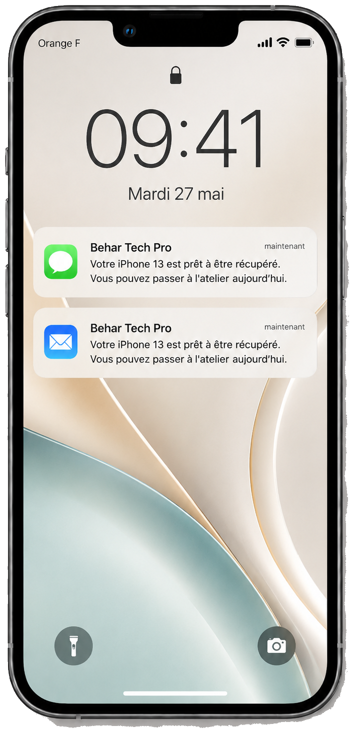 Écran client - SMS & email